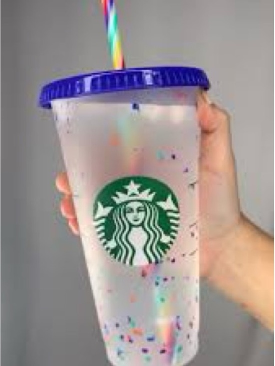 Starbucks Other - Starbucks Clear color changing Confetti Tumbler with Rainbow Straw